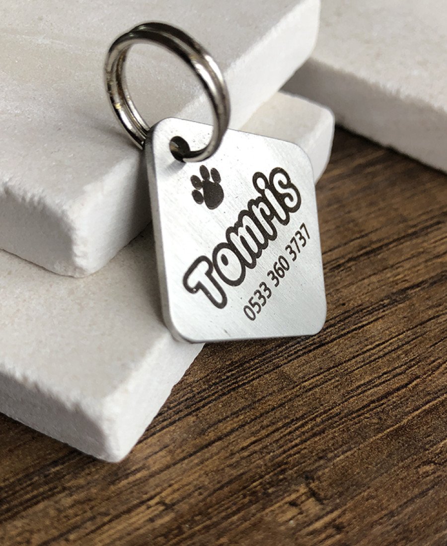 Metal Paslanmaz Çelik Kare Künye