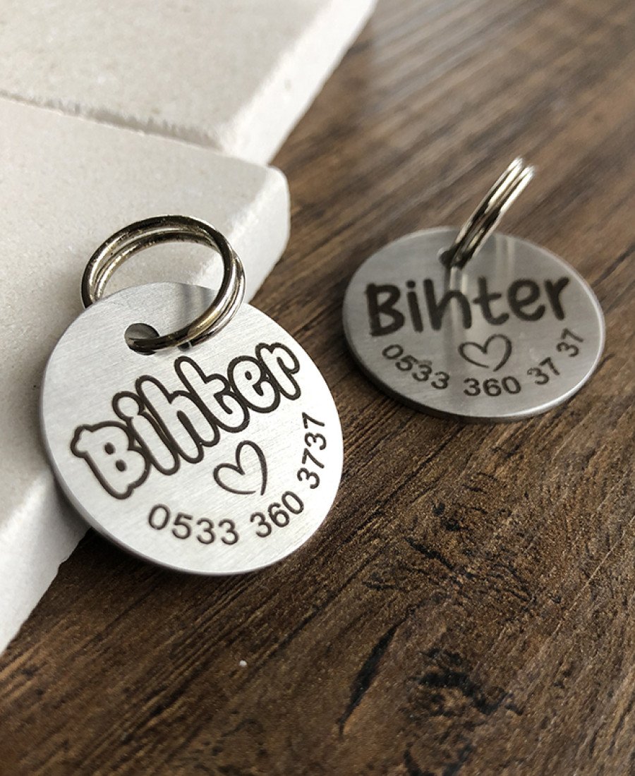 Metal Paslanmaz Çelik Yuvarlak Künye 003