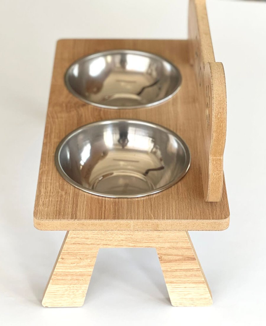 Büyük Irk Köpekler İçin Mama ve Su Kabı Ahşap Mama Standı