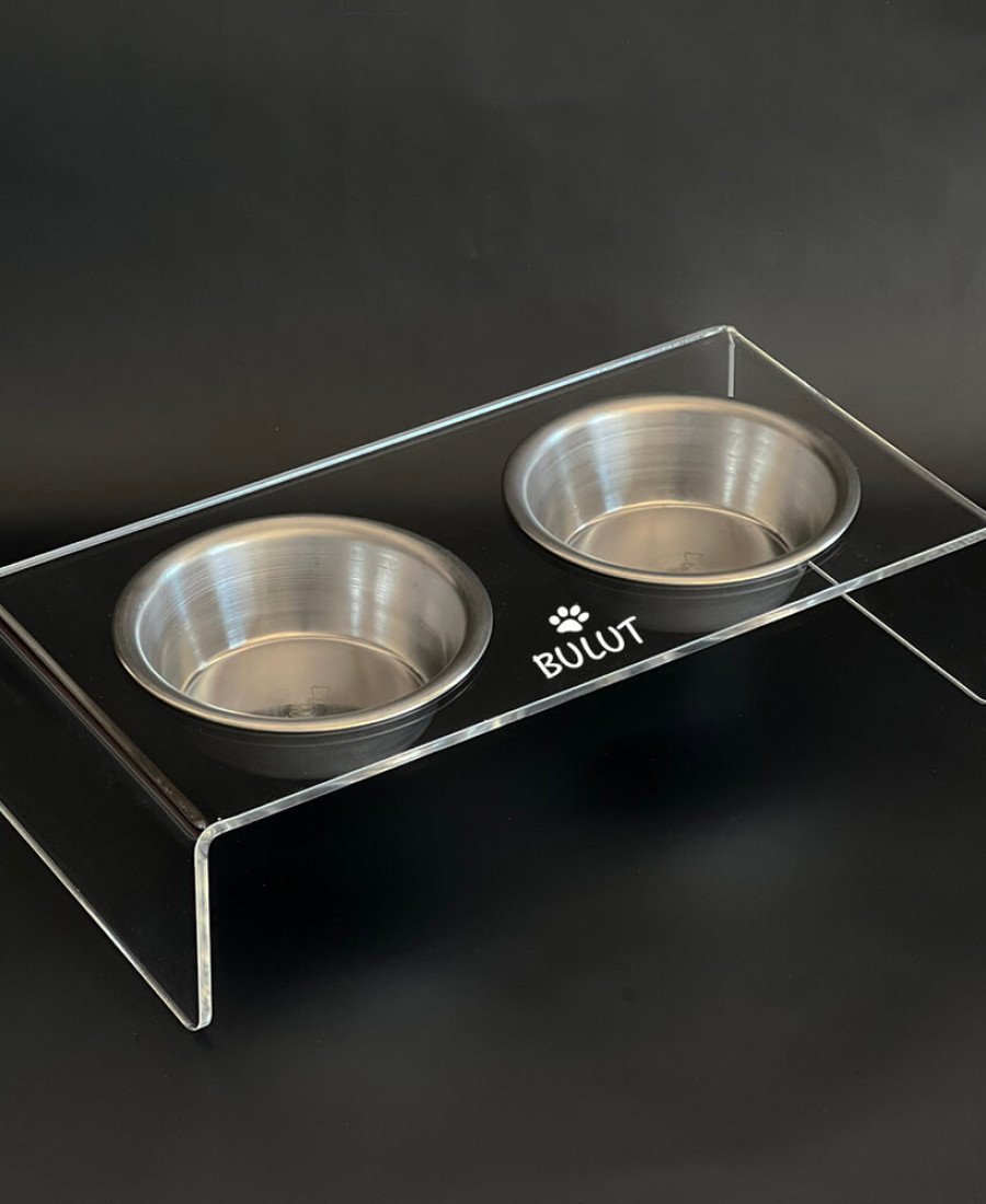 Çelik Kaseli Şeffaf Pleksi Mama Standı