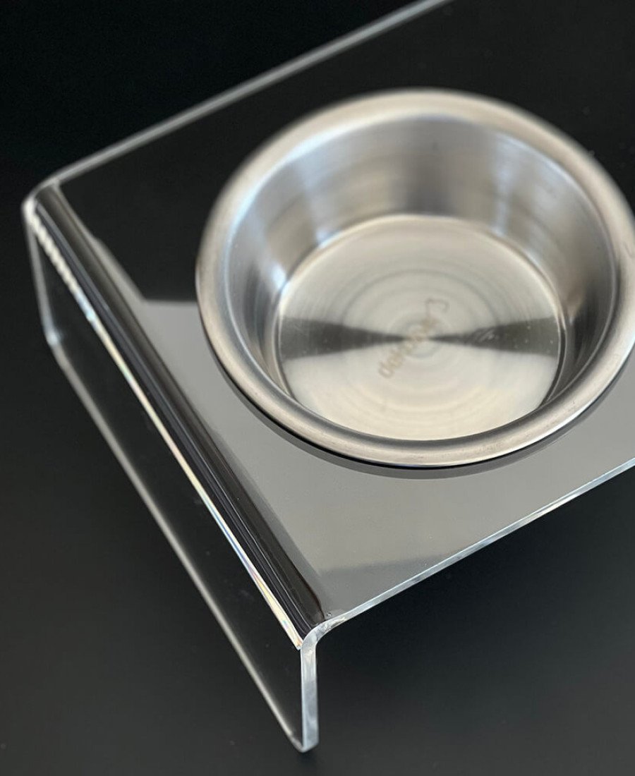 Çelik Kaseli Şeffaf Pleksi Mama Standı