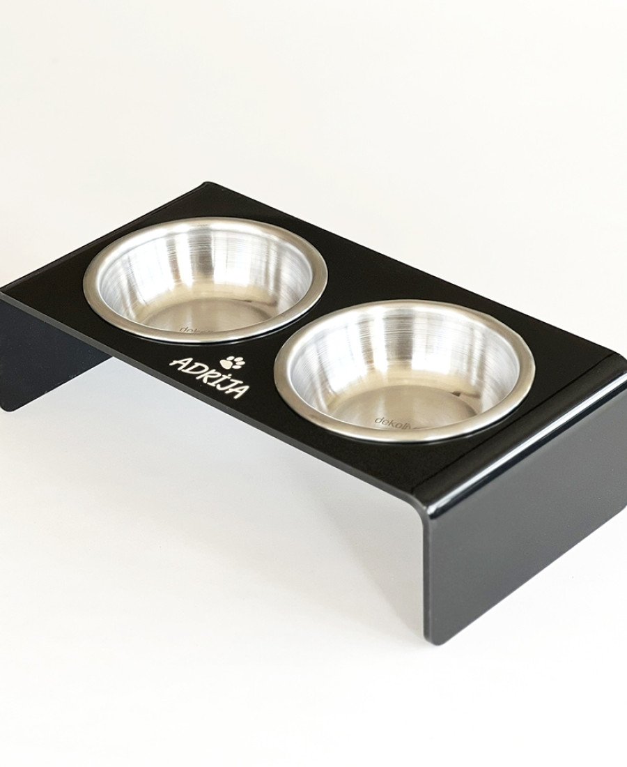 Çelik Kaseli Siyah Pleksi Mama Standı