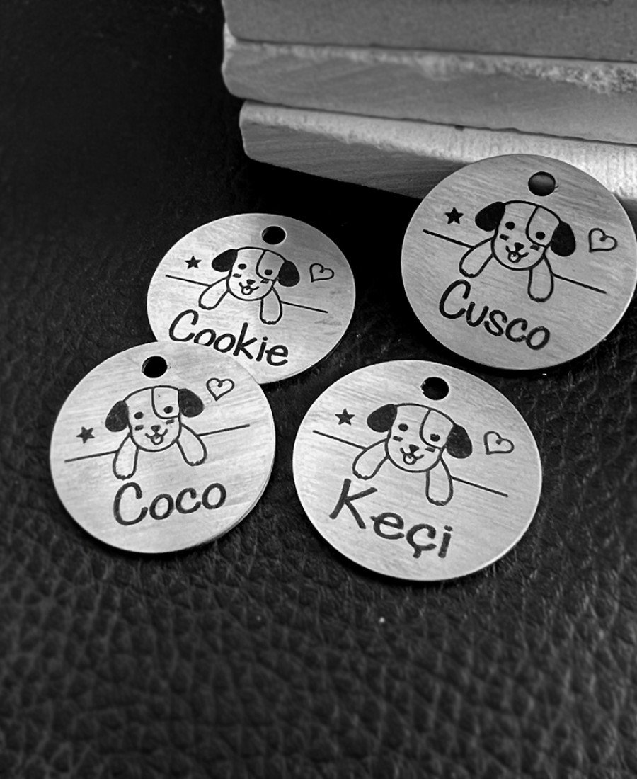 Metal Paslanmaz Çelik Yuvarlak Künye 006