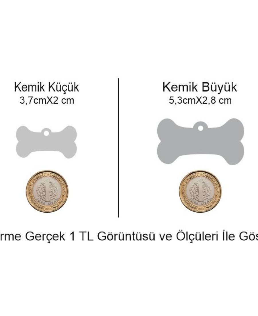 Kemik Oval Metal Kedi Köpek Künyesi Paslanmaz Çelik