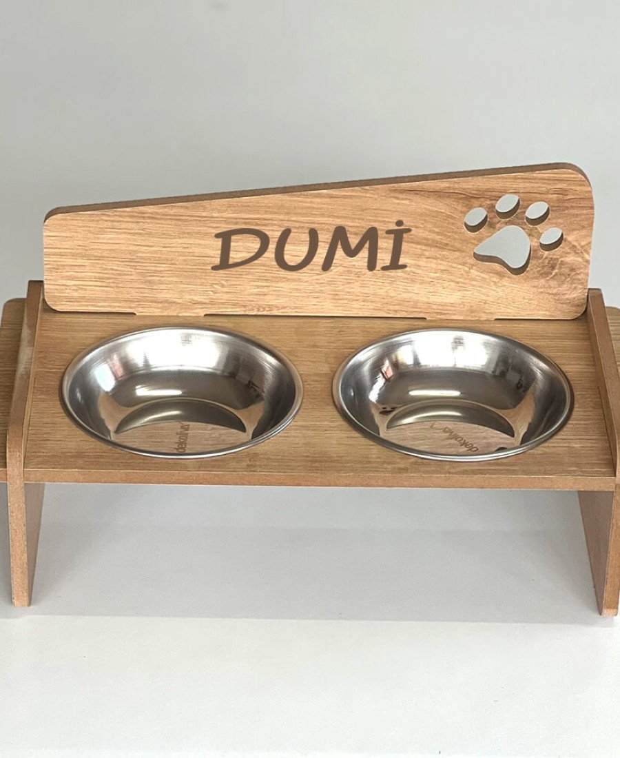 İsme Özel 8mm MDF Ahşap Mama Kabı 