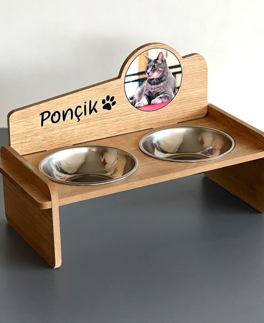 Fotoğraflı 8mm MDF Ahşap Mama Kabı