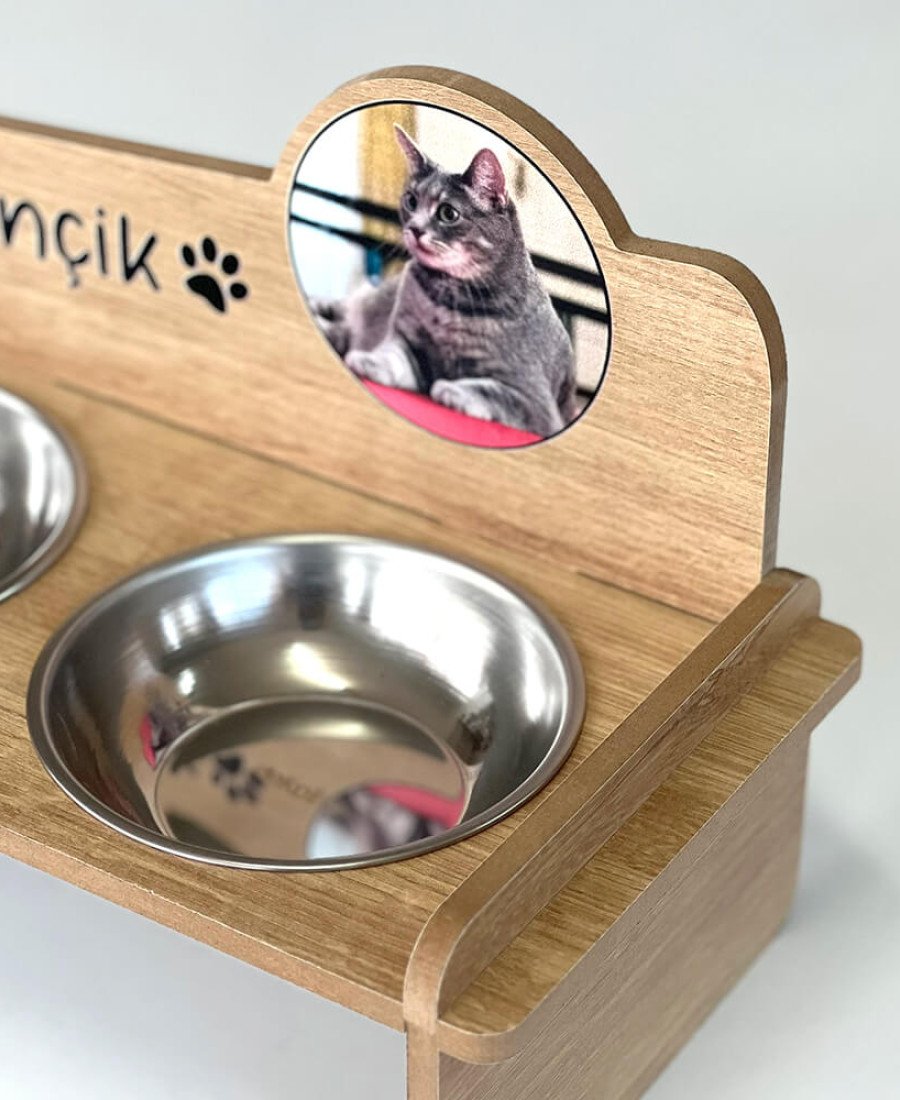 Fotoğraflı 8mm MDF Ahşap Mama Kabı