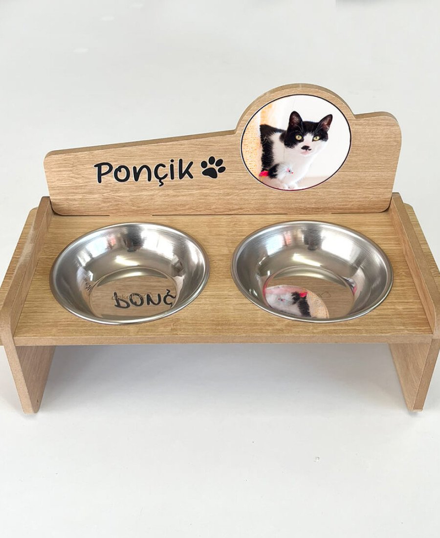 Fotoğraflı 8mm MDF Ahşap Mama Kabı