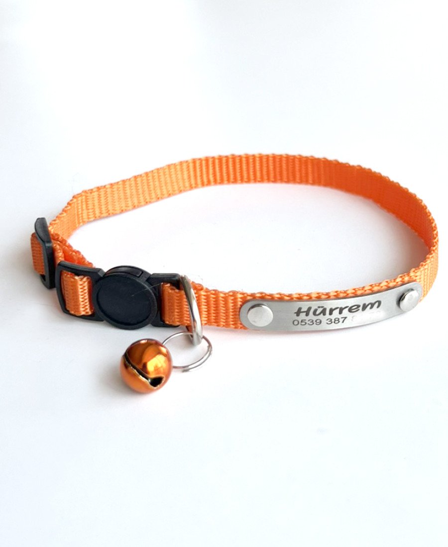 Düz Renk Safety Click Sabit Metal İsimlikli Tasma