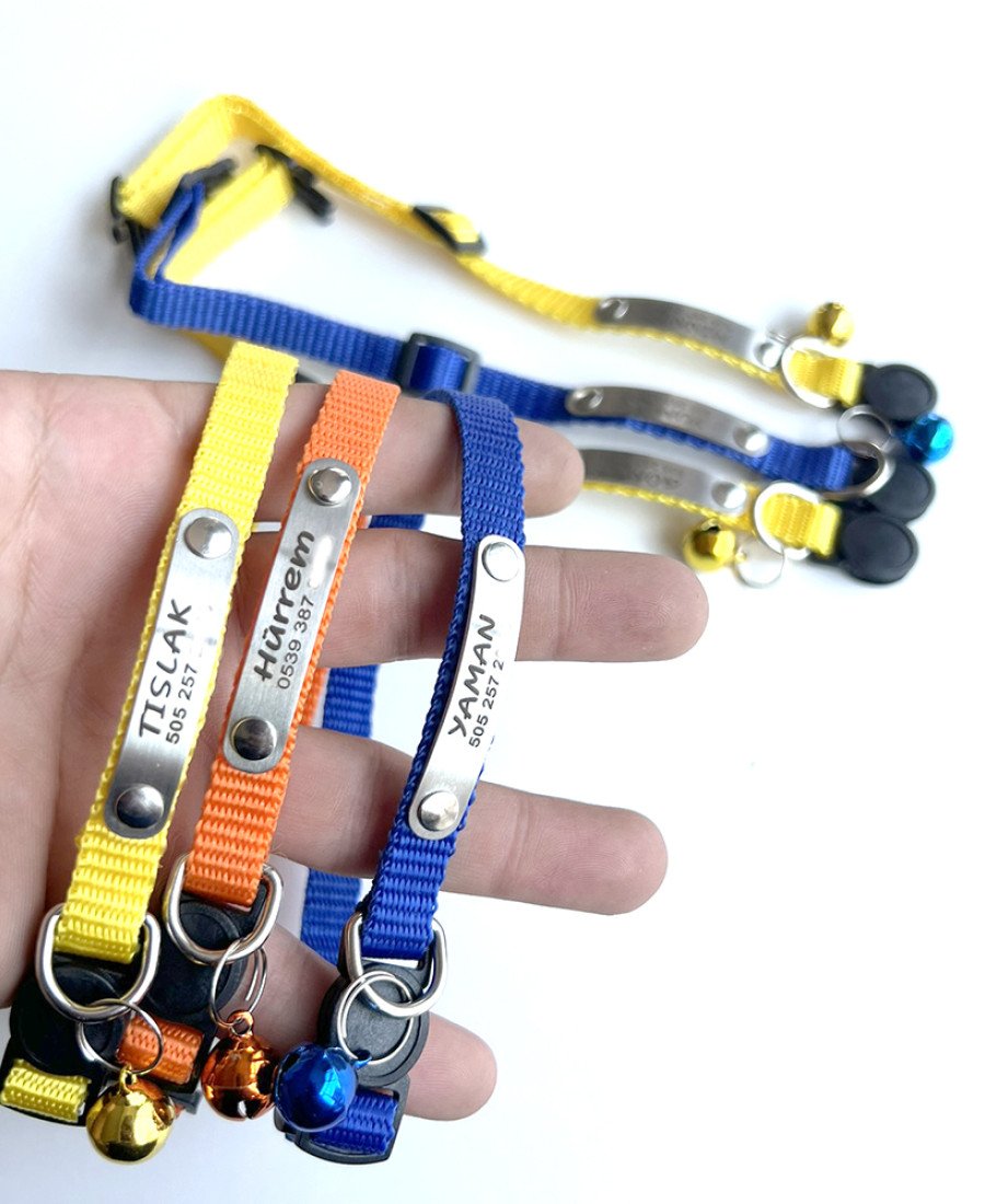 Düz Renk Safety Click Sabit Metal İsimlikli Tasma