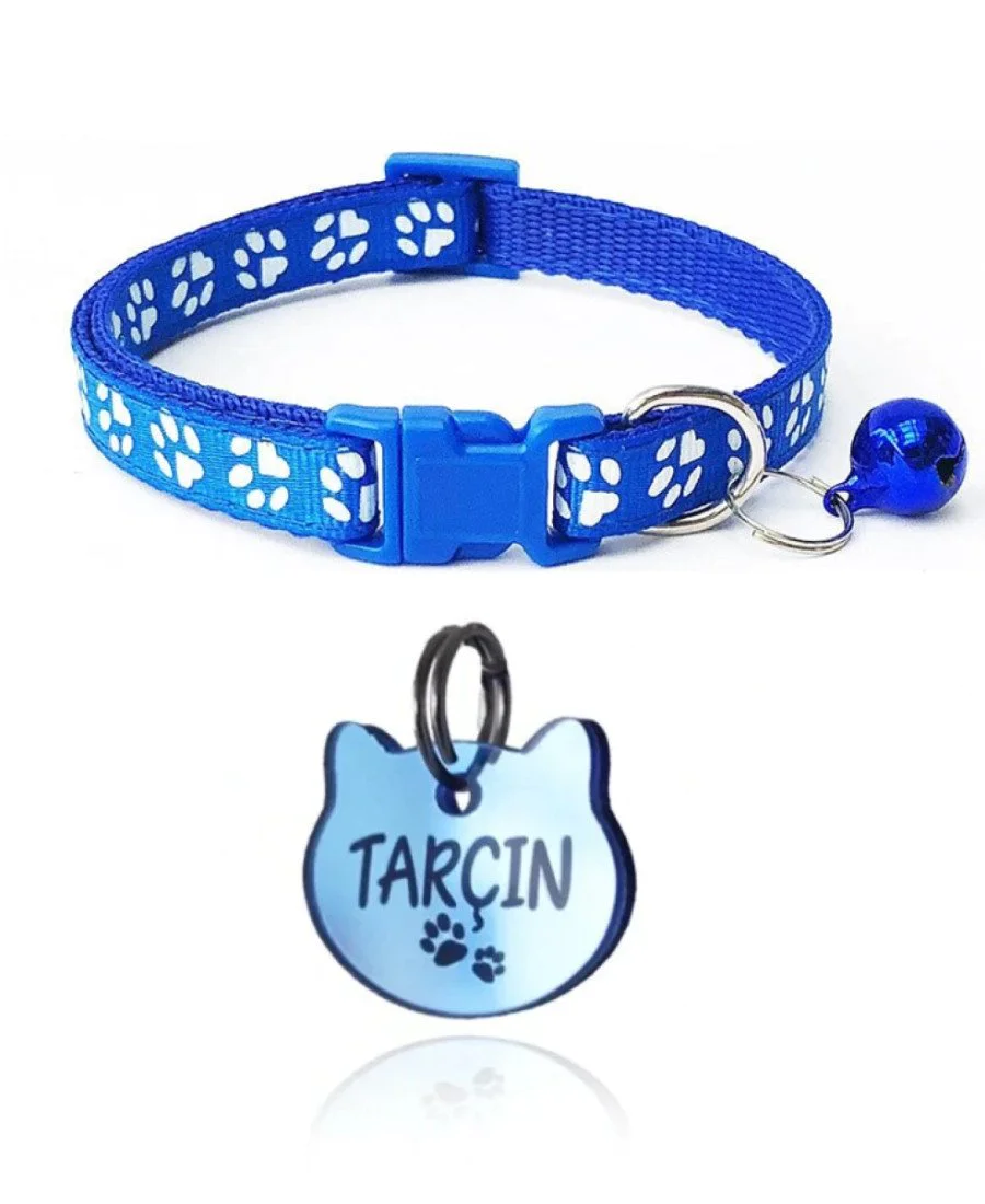 Kediler İçin Pleksi Künye ve Tasma Seti Mavi Kediler İçin Pleksi Künye ve Tasma Seti Mavi