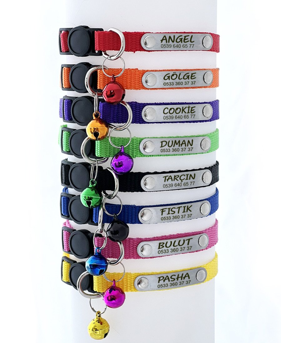 Düz Renk Safety Click Sabit Metal İsimlikli Tasma