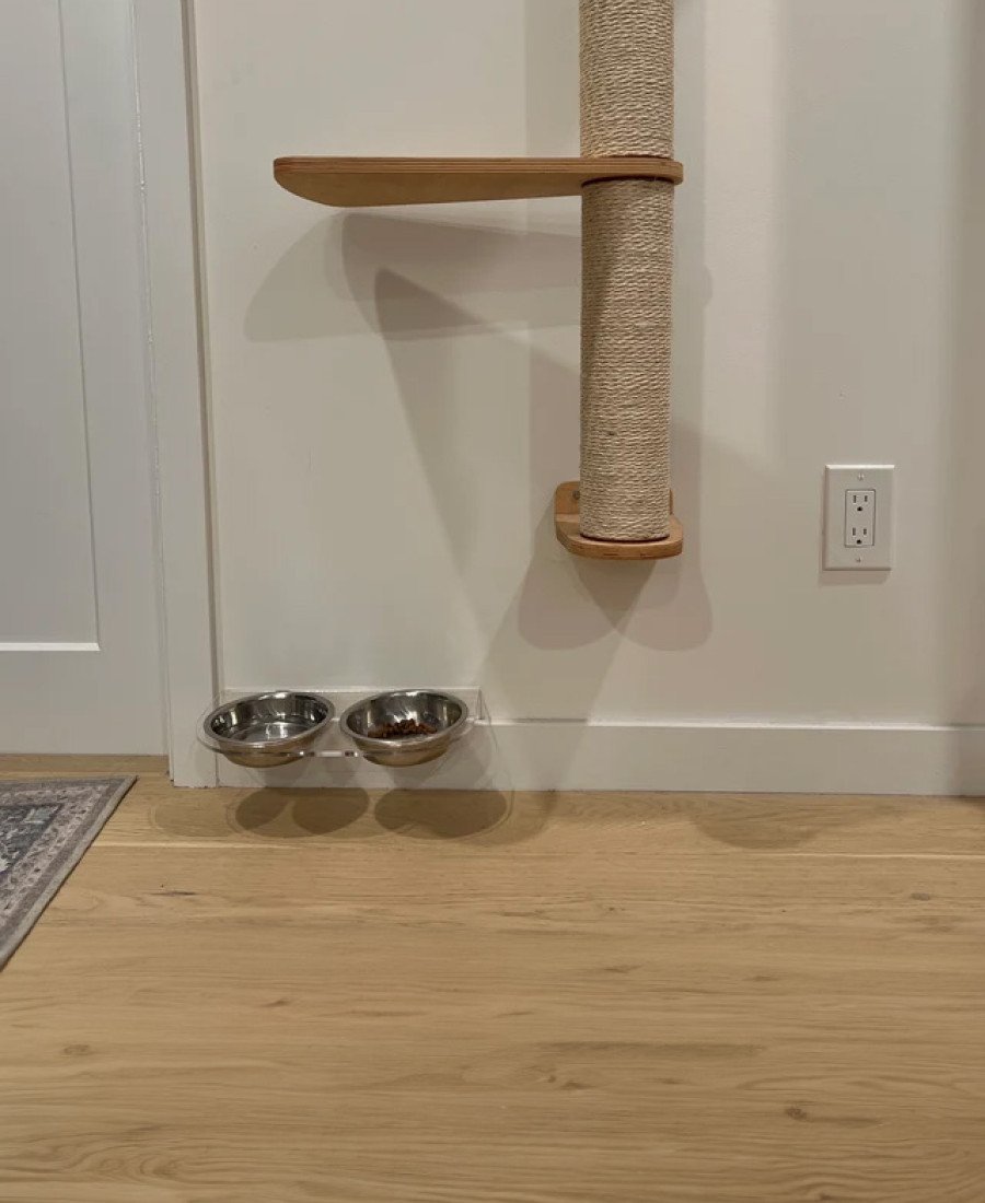 Şeffaf Pleksi Duvara Sabitlenen Mama Kabı İsme Özel