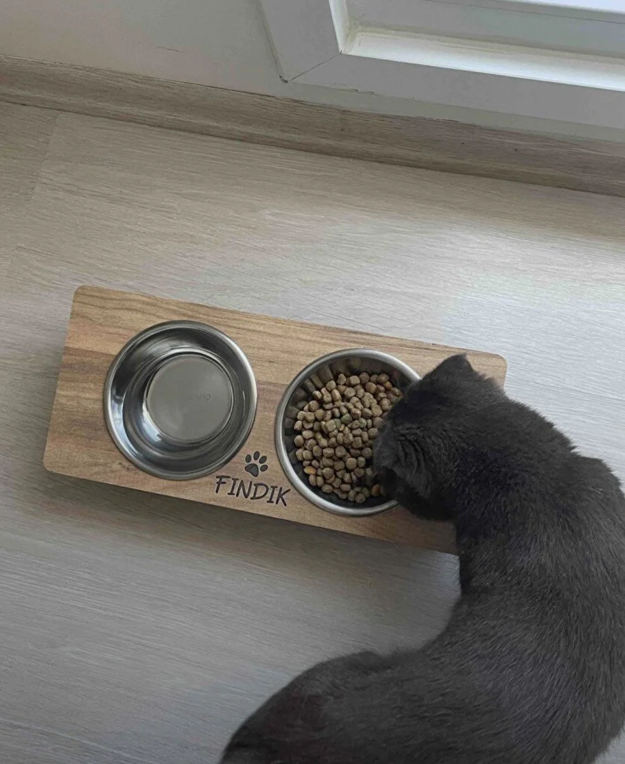 MDF Ahşap Mama Kabı Çelik Kaseli MDF Ahşap Mama Kabı Çelik Kaseli