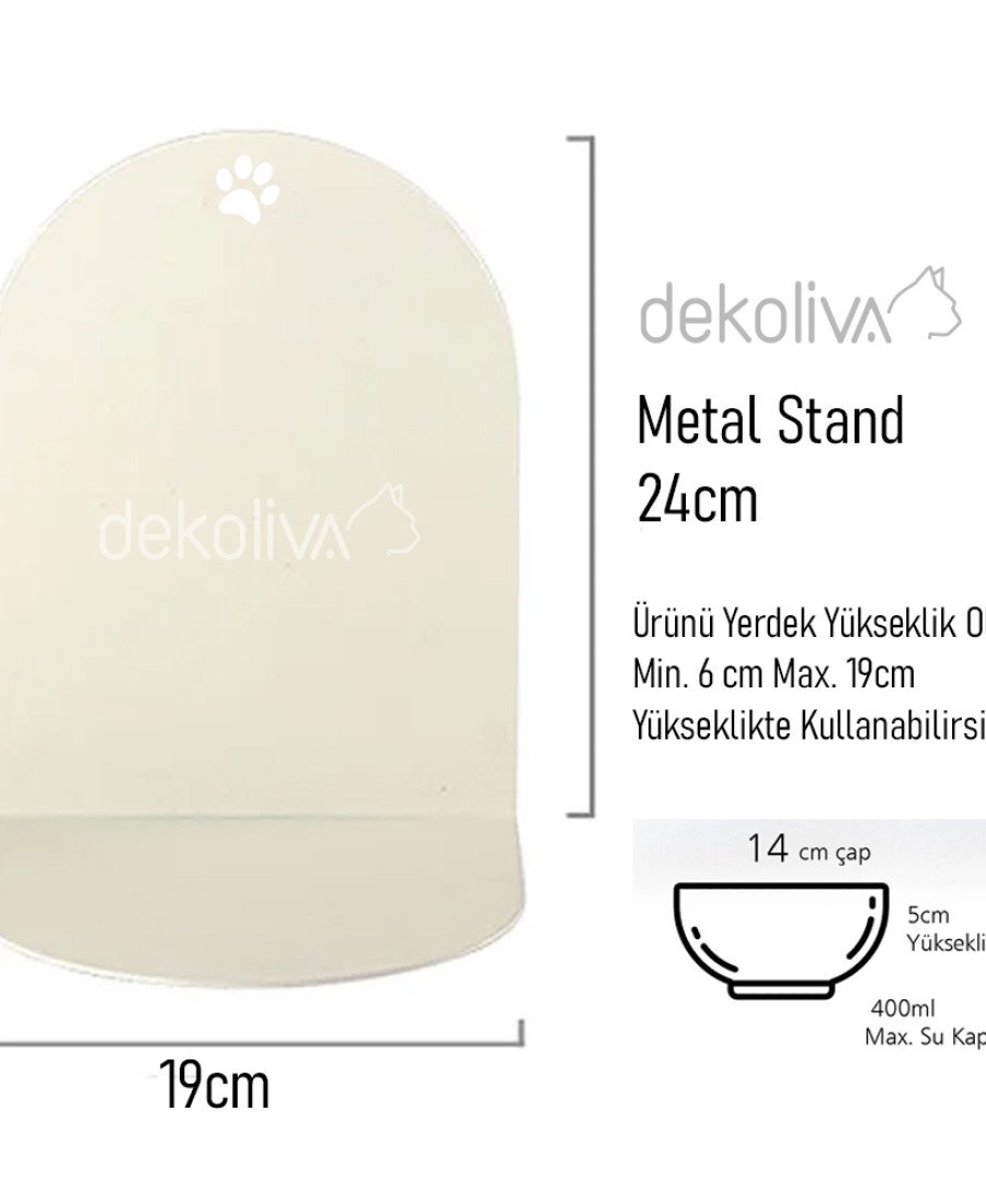 Ayarlanabilir Metal Mama Standı Beyaz Seramik Kase