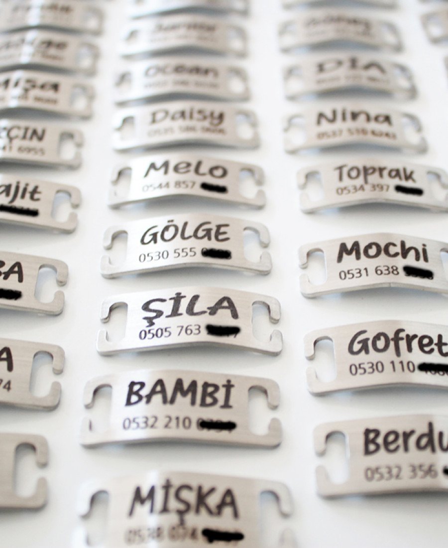 Metal Tasma İsimliği Kedi Künye Sallanmayan Künye