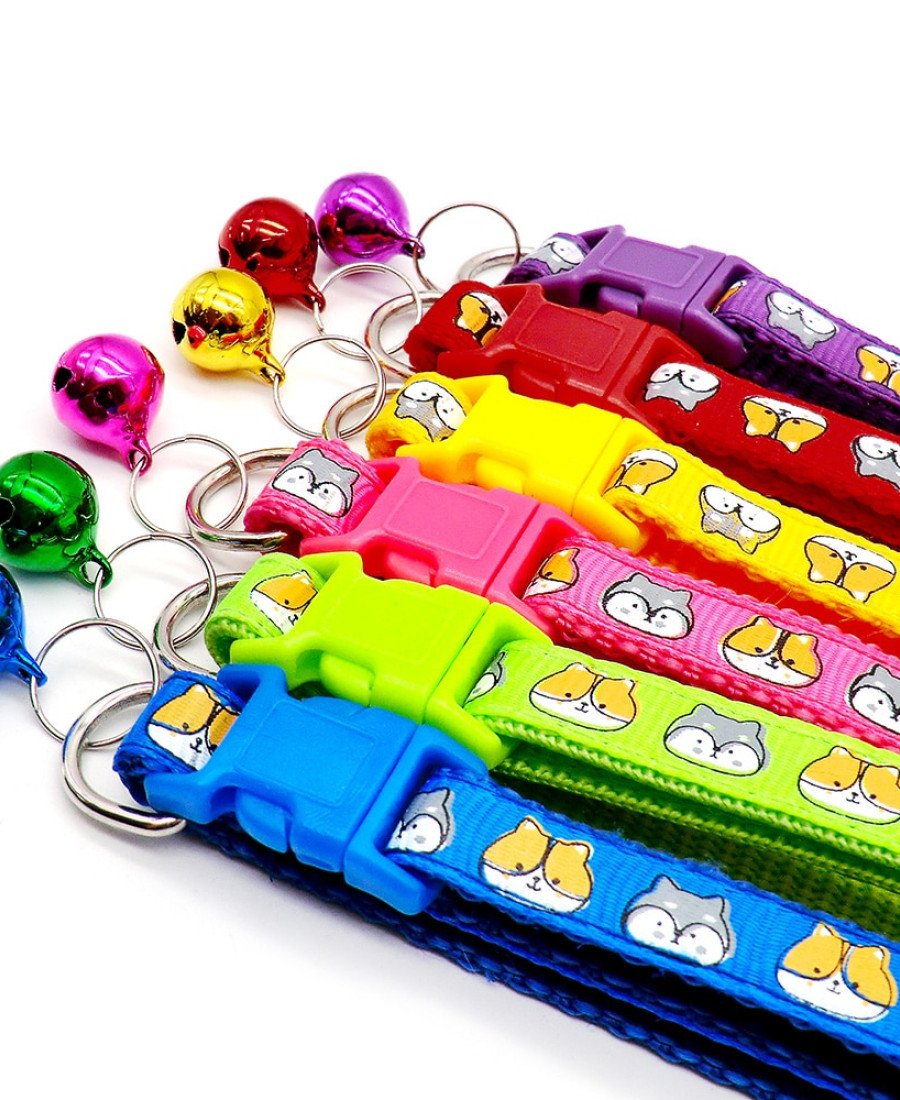 Kedi Tasarım Deseni Zilli Kedi Tasması 6 Renk Seçeneği