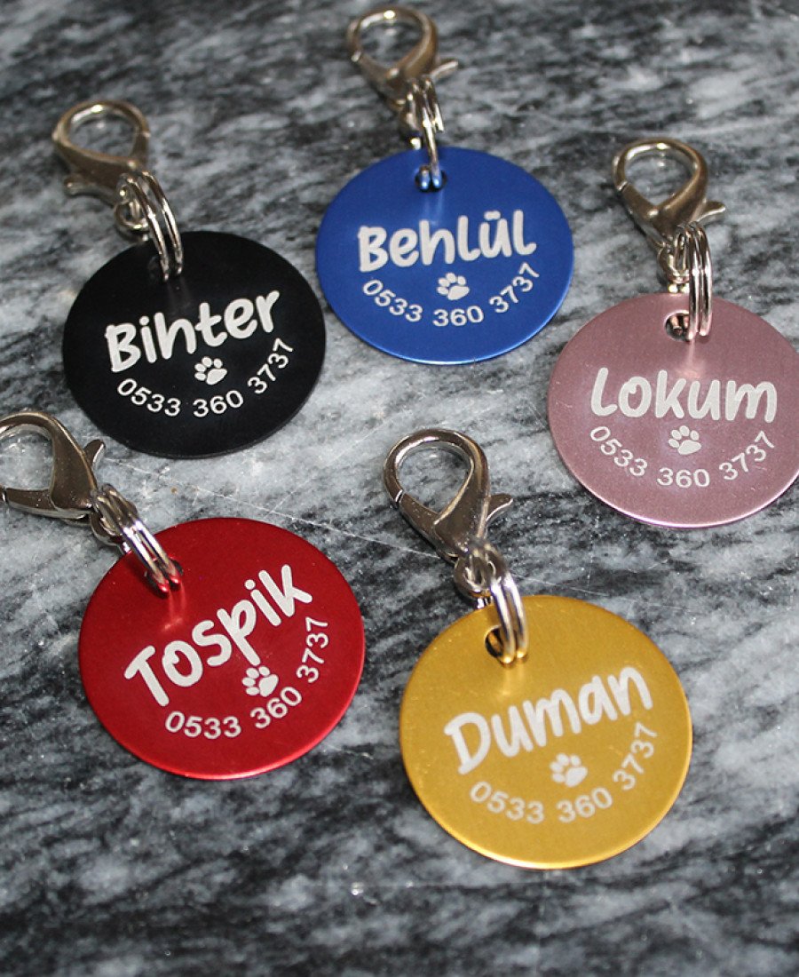 Renkli Hafif İnce Metal (Aliminyum) Yuvarlak Künye Renkli Hafif İnce Metal (Aliminyum) Yuvarlak Künye