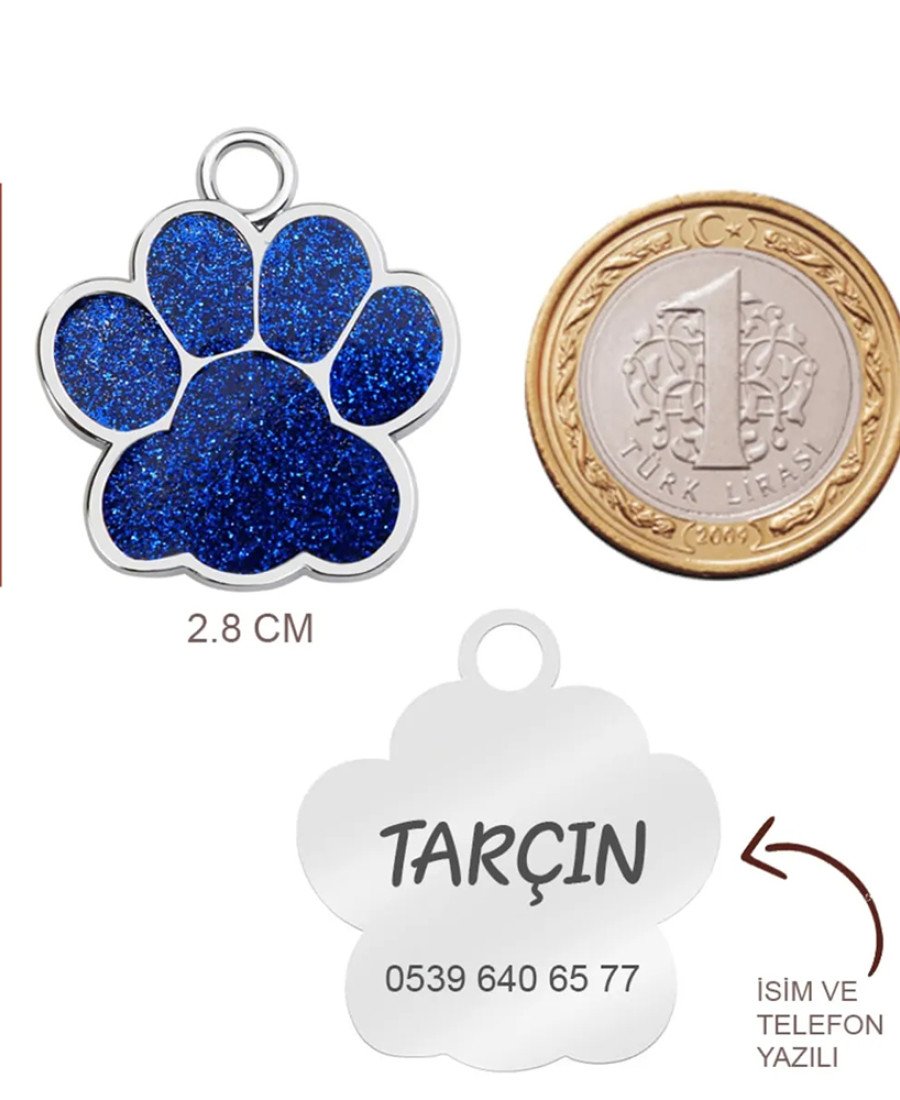 Pati Simli Fıstık Yeşil Parlak Metal Künye Pati Simli Fıstık Yeşil Parlak Metal Künye