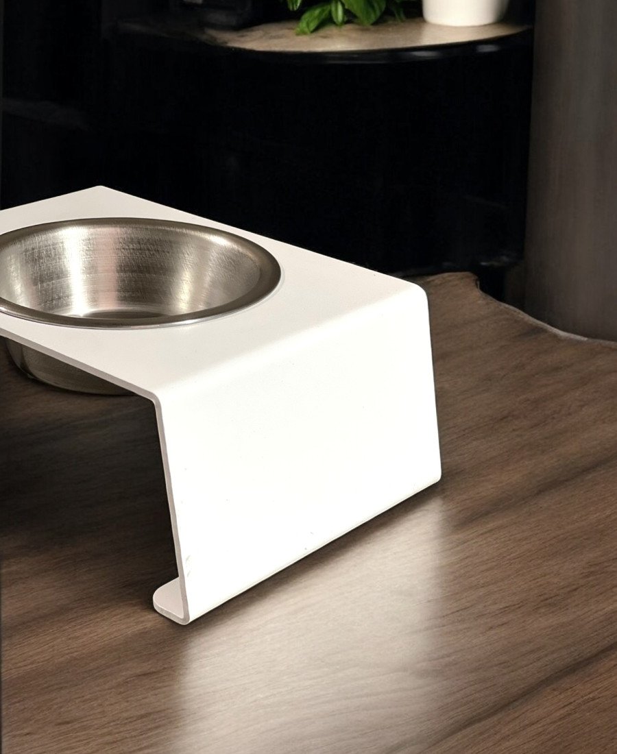 Premium Tek Kaseli Metal Mama Kabı Beyaz