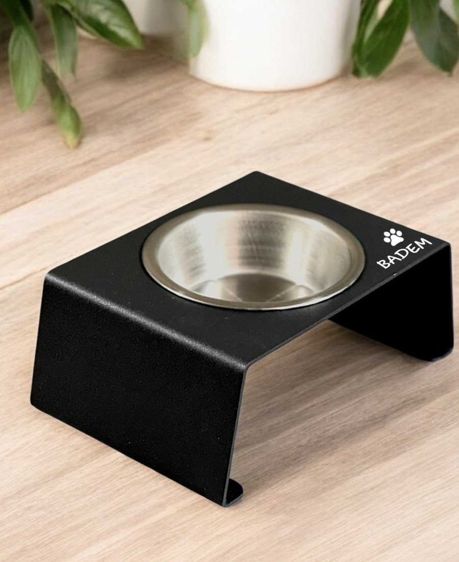 Premium Tek Kaseli Metal Mama Kabı Siyah