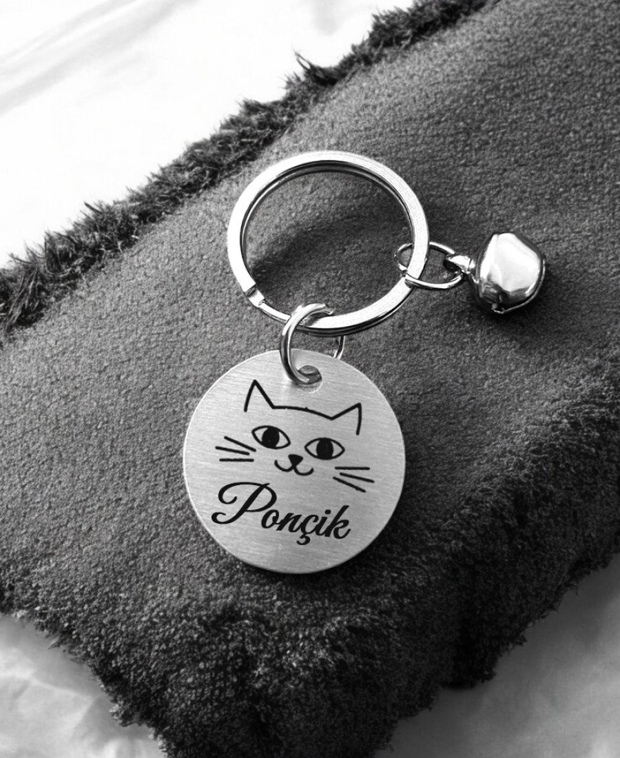 Yuvarlak Metal Kedi Köpek Künyesi Paslanmaz Çelik 009