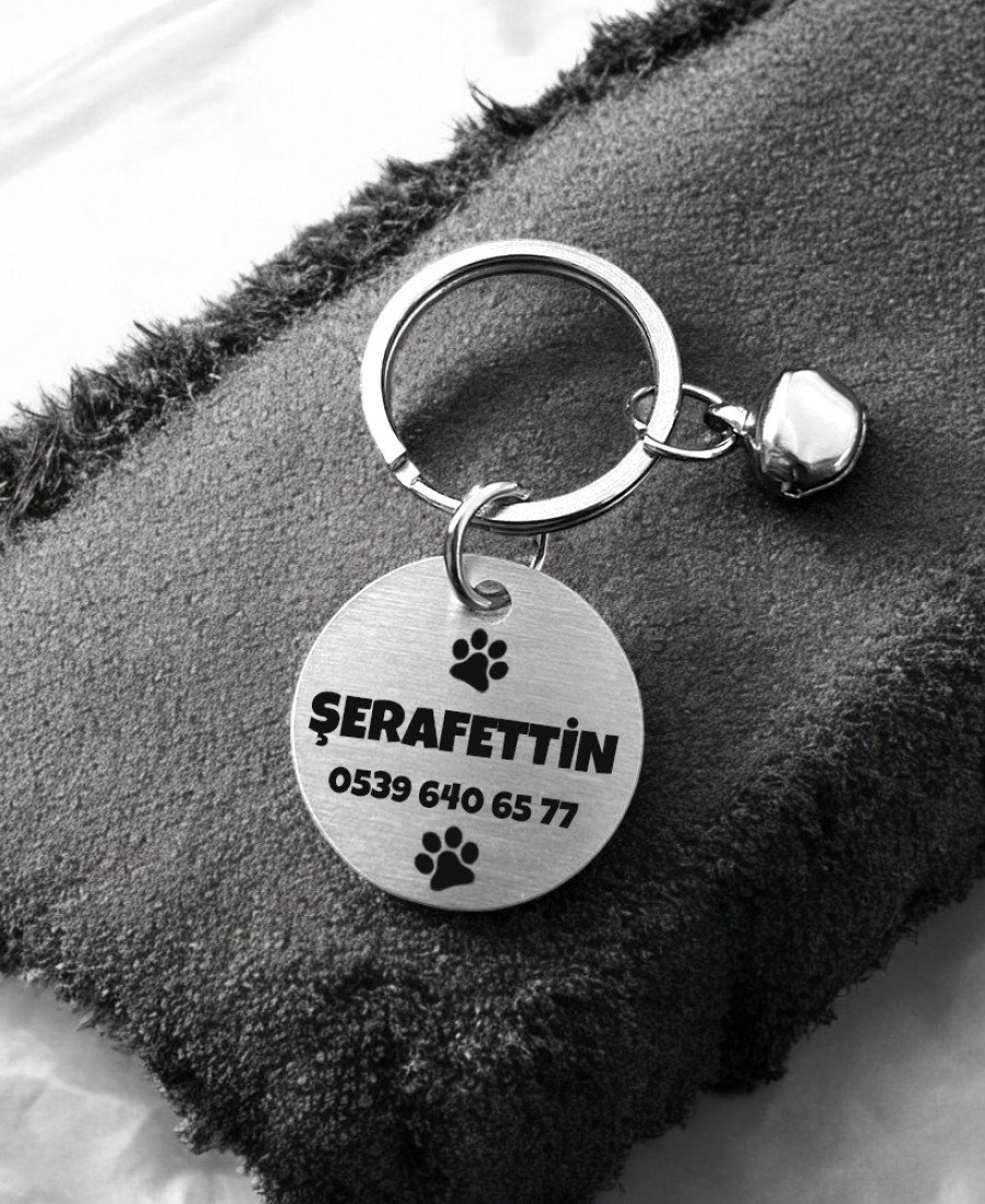 Yuvarlak Metal Kedi Köpek Künyesi Paslanmaz Çelik 010