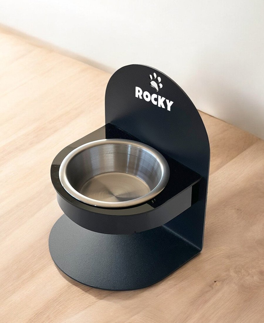 Siyah Ayarlanabilir Metal Mama Standı Çelik Kase