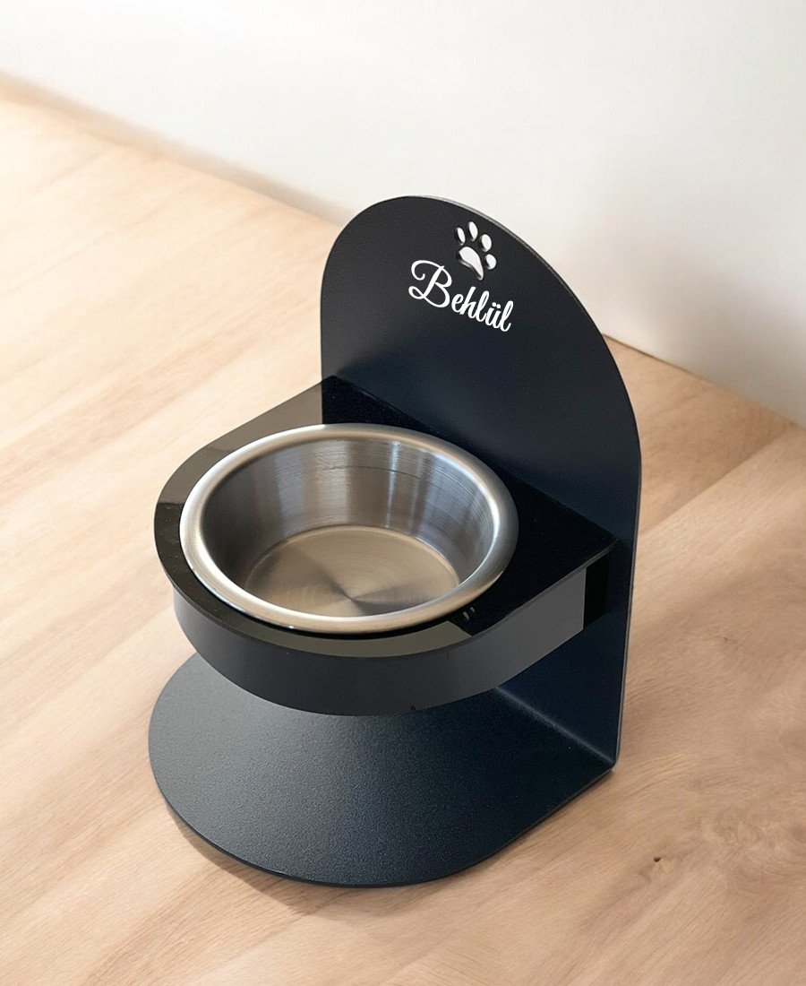 Siyah Ayarlanabilir Metal Mama Standı Çelik Kase