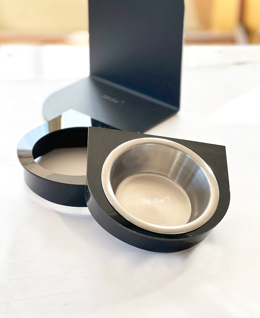 Siyah Ayarlanabilir Metal Mama Standı Çelik Kase