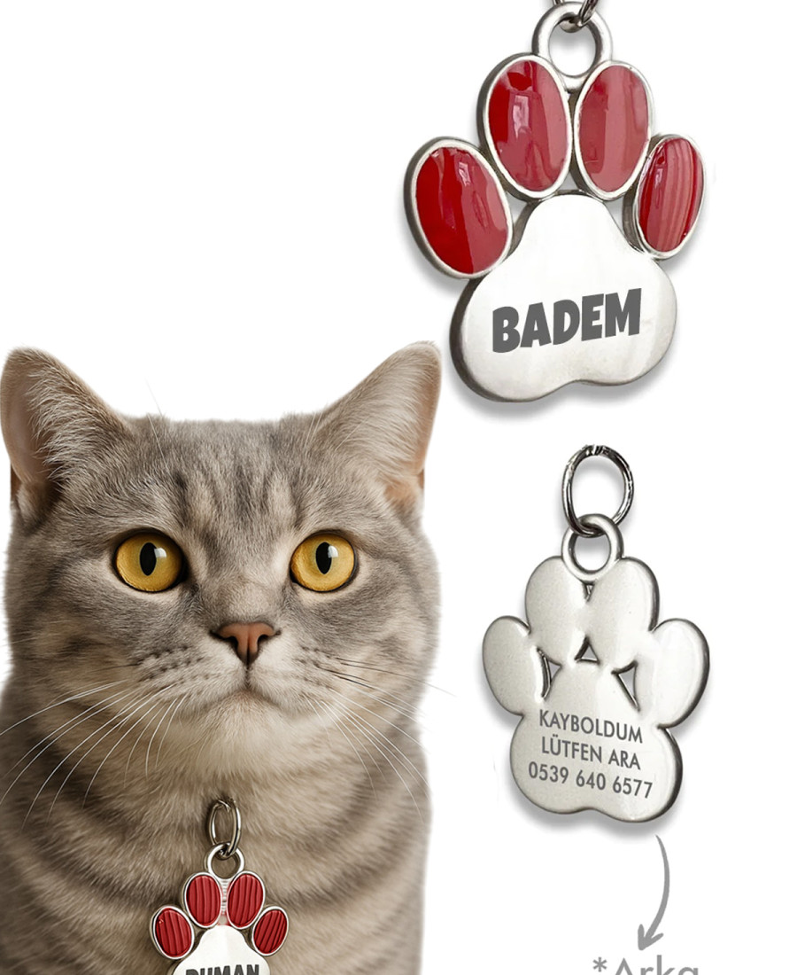 Pati Kırmızı Renkli Metal Künye