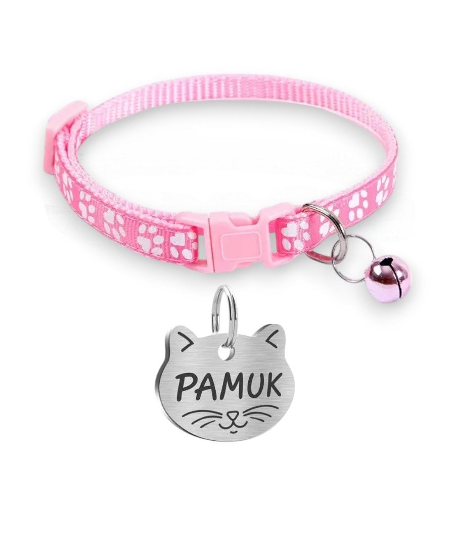 Kediler İçin Metal Künye ve Açık Pembe Tasma