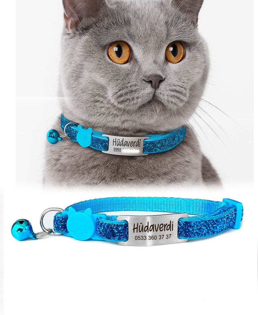 Safety Click Mavi Sim Desenli Sallanmayan Tasma Künye