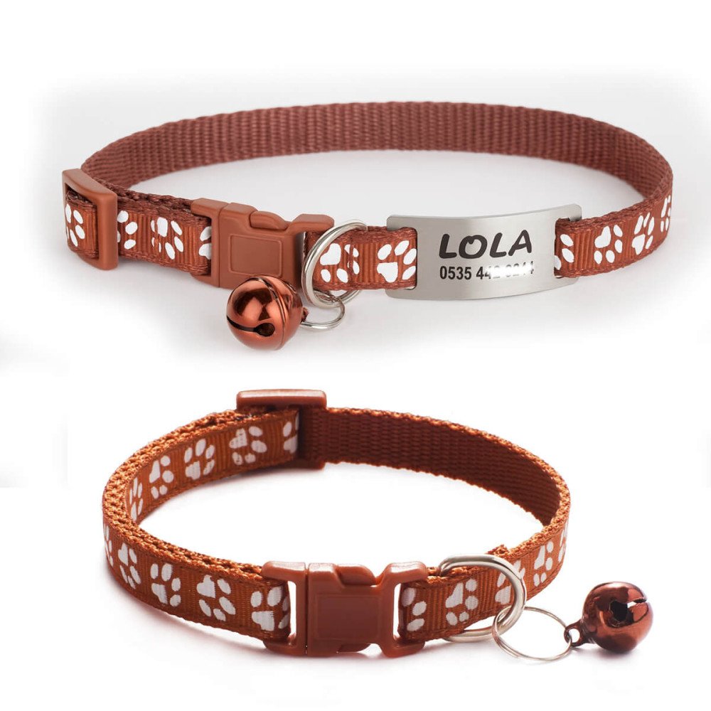 Kahverengi Kediler İçin Metal Künye ve Tasma Sallanmayan Tasma