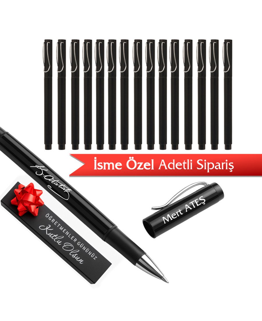 Adetli Eko Siyah Metal Roller Kalem Atatürk İmzalı İsme Özel 2404 Adetli Eko Siyah Metal Roller Kalem Atatürk İmzalı İsme Özel 2404