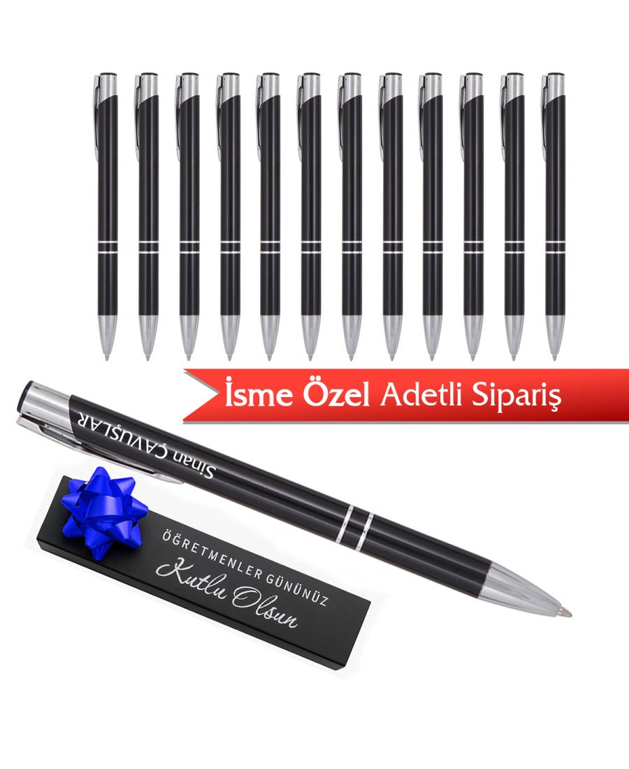 Adetli Siyah Eko Metal Tükenmez Kalem İsme Özel 2402