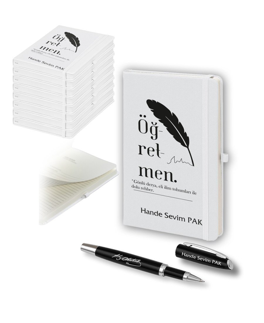 Adetli Beyaz Defter Kalem Seti 