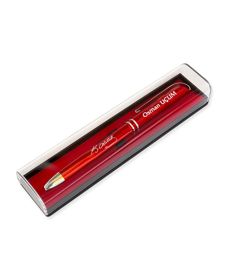 Şeffaf Kutulu Kırmızı Metal Roller Kalem 02403 Şeffaf Kutulu Kırmızı Metal Roller Kalem 02403