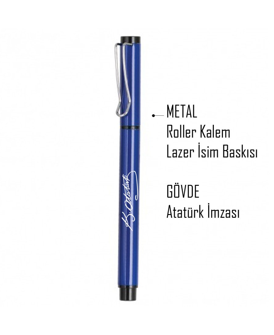 Şeffaf Kutulu Mavi Metal Roller Kalem 02405 Şeffaf Kutulu Mavi Metal Roller Kalem 02405