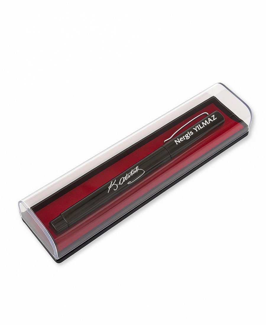 Şeffaf Kutulu Siyah Metal Roller Kalem 02405