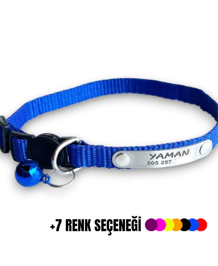 Düz Renk Safety Click Sabit Metal İsimlikli Tasma