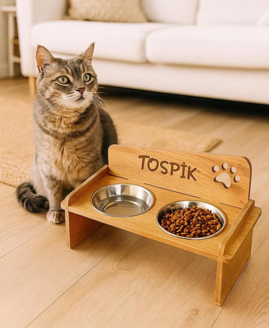 İsme Özel 8mm MDF Ahşap Mama Kabı 