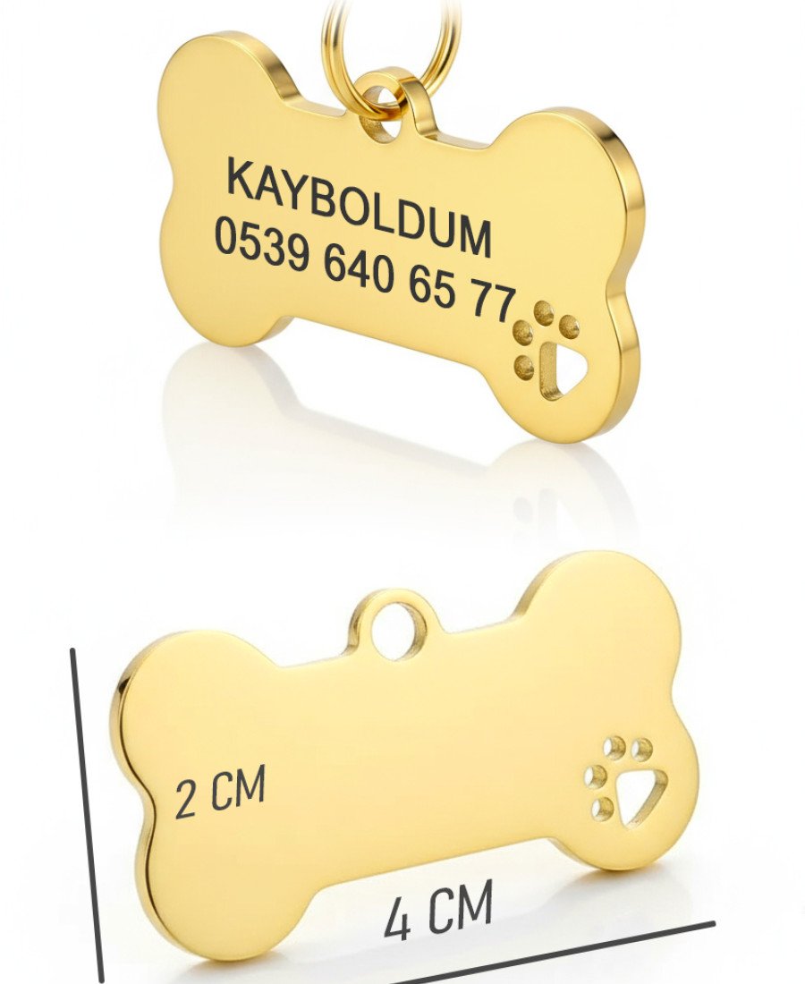 Gold Altın Renk Çelik Köpek Künyesi Paslanmaz Çelik