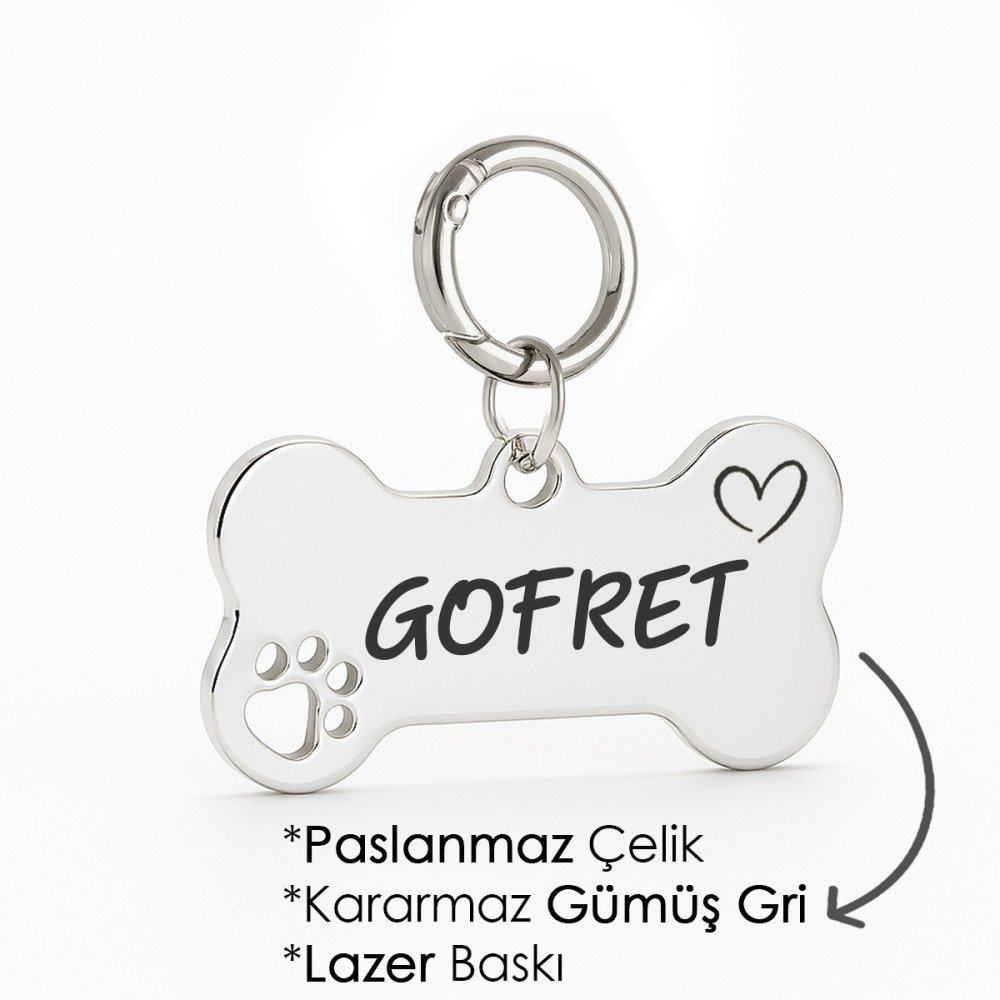 Gümüş Renk Çelik Köpek Künyesi Paslanmaz Çelik