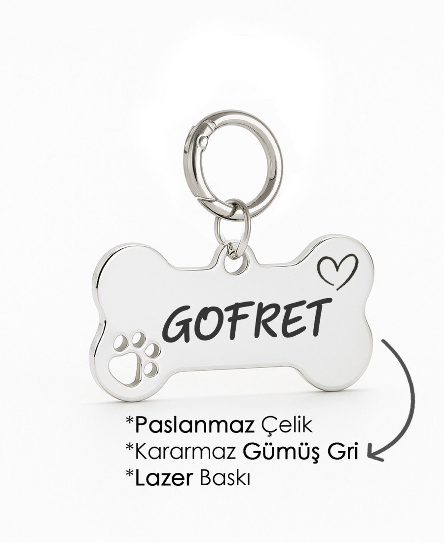 Gümüş Renk Çelik Köpek Künyesi Paslanmaz Çelik
