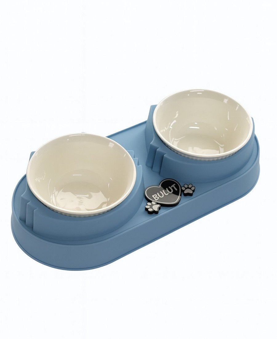 Mavi Plastik Porselen Kaseli İsme Özel Mama Standı Mavi Plastik Porselen Kaseli İsme Özel Mama Standı