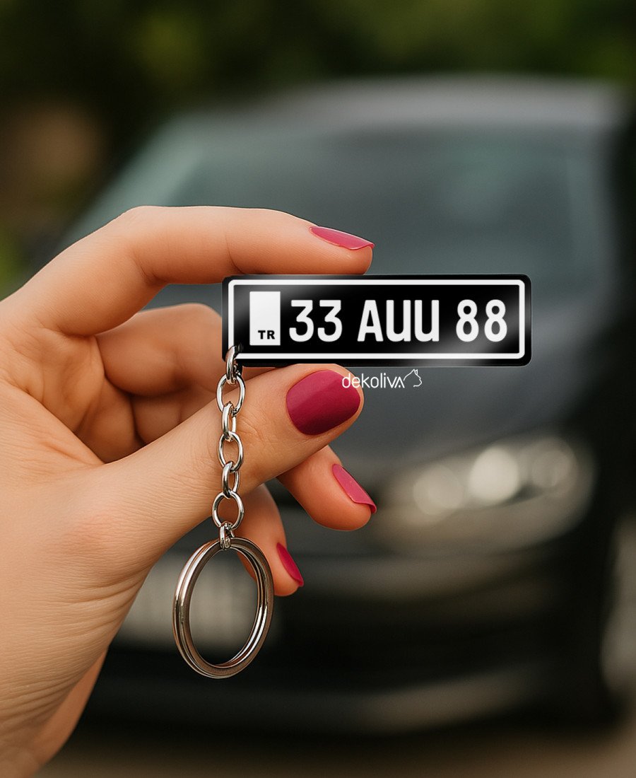 Kişiye Özel Plaka Anahtarlık Kalın 5mm Pleksi Arka Kısım İsimli