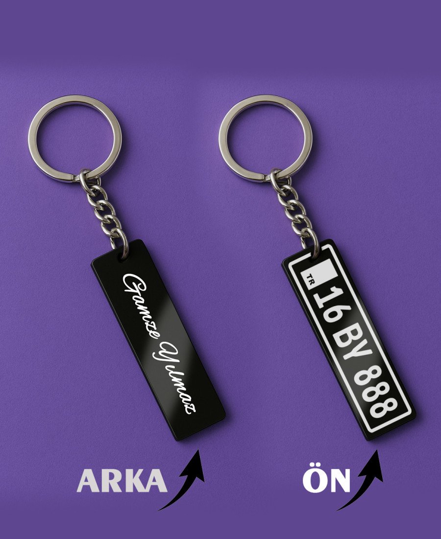 Kişiye Özel Plaka Anahtarlık Kalın 5mm Pleksi Arka Kısım İsimli