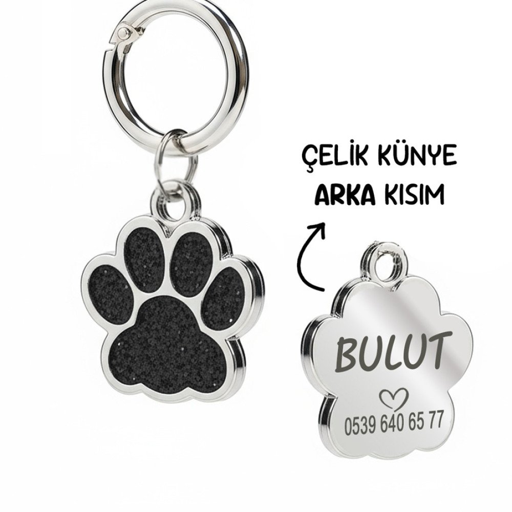 Pati Simli Siyah Parlak Metal Künye