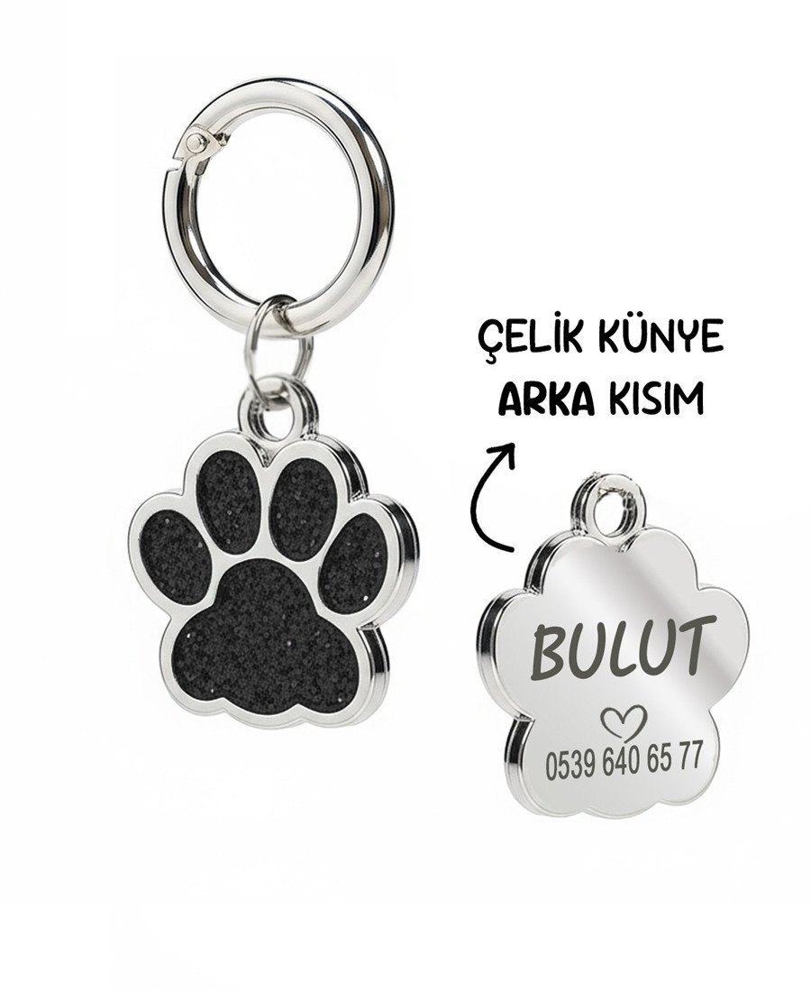 Pati Simli Siyah Parlak Metal Künye